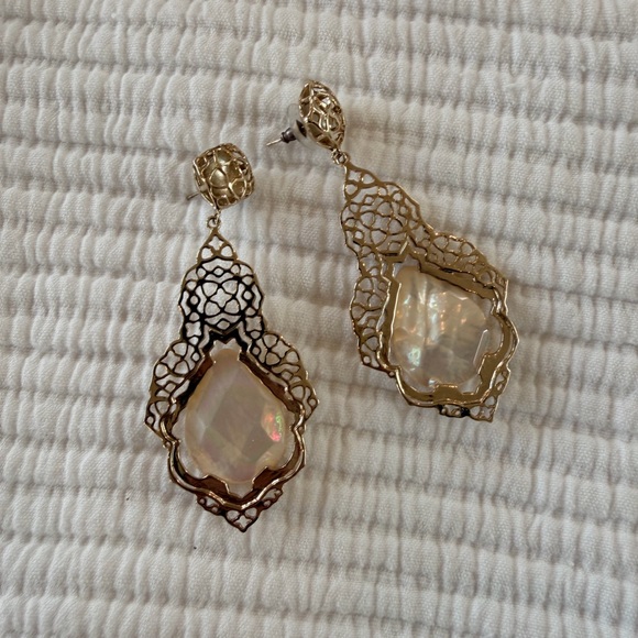 Kendra Scott Jewelry - Kendra Scott Mother of Pearl Filigree Teardrop Earrings (Early, Retired Style)